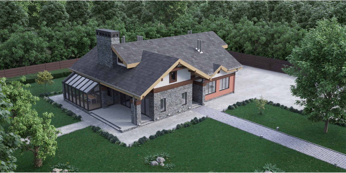 3d aerial home render