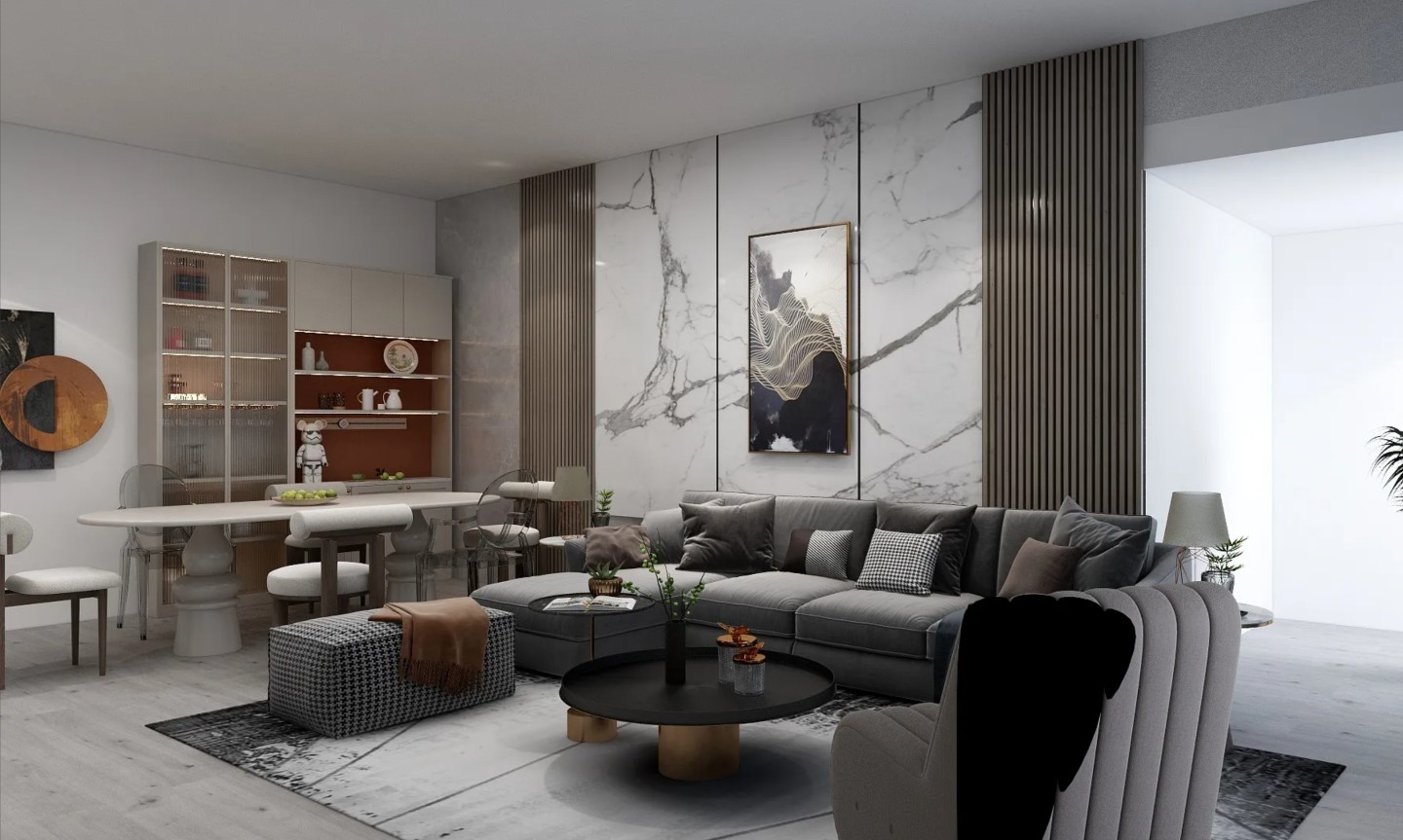 living room remodel 3d render